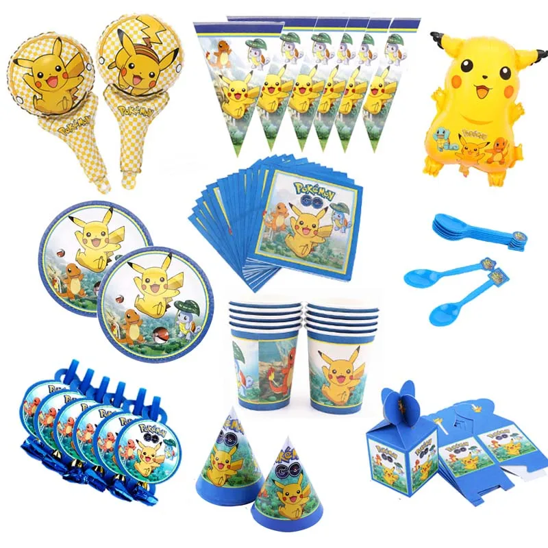 Мультяшные столовые приборы Pokemon Baby Shower Pikachu тематическая вечеринка на день