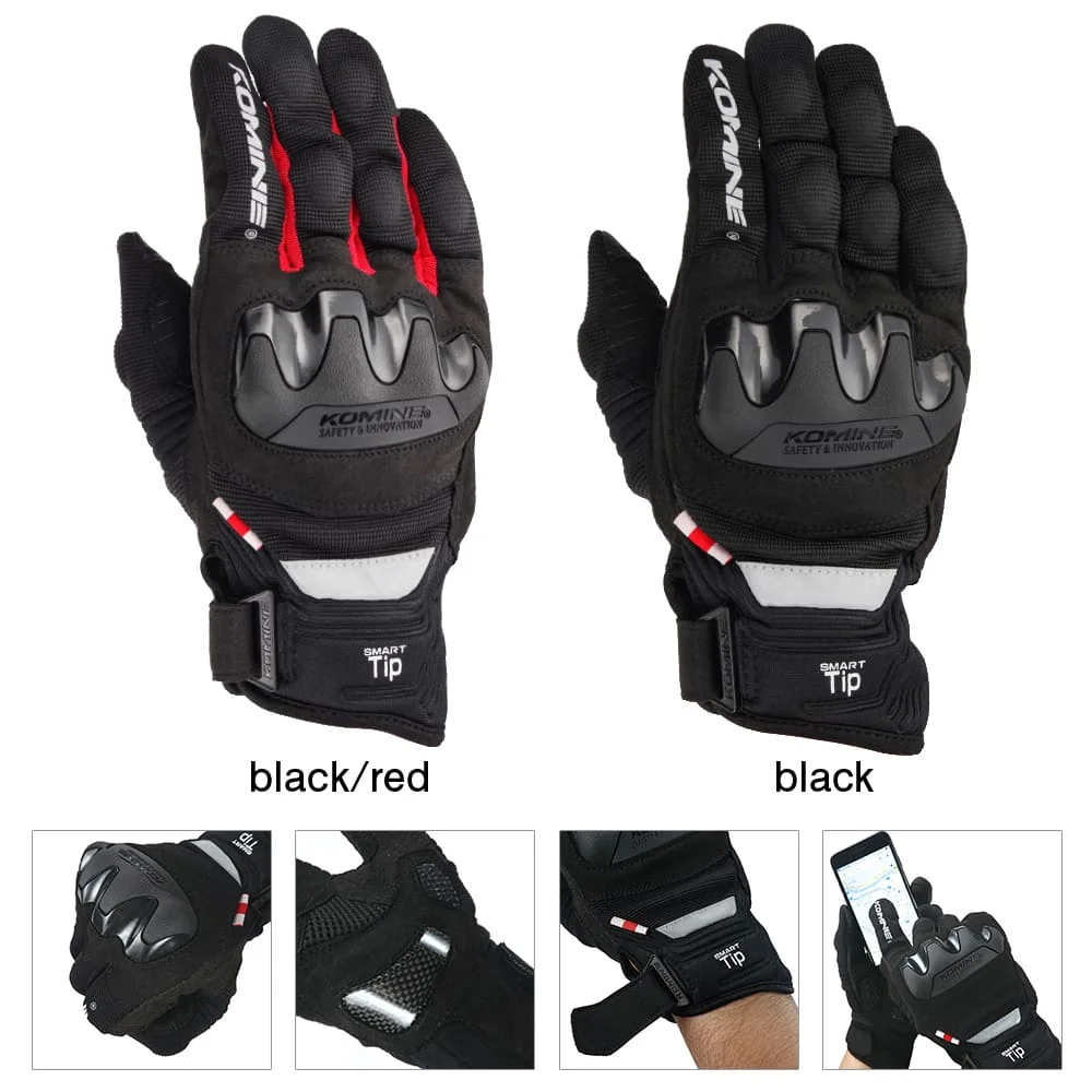 

Komine GK 220 Protect Mesh Gloves Motorcycle Offroad Mens Guantes Street Moto Riding Full Finger Adult Luvas