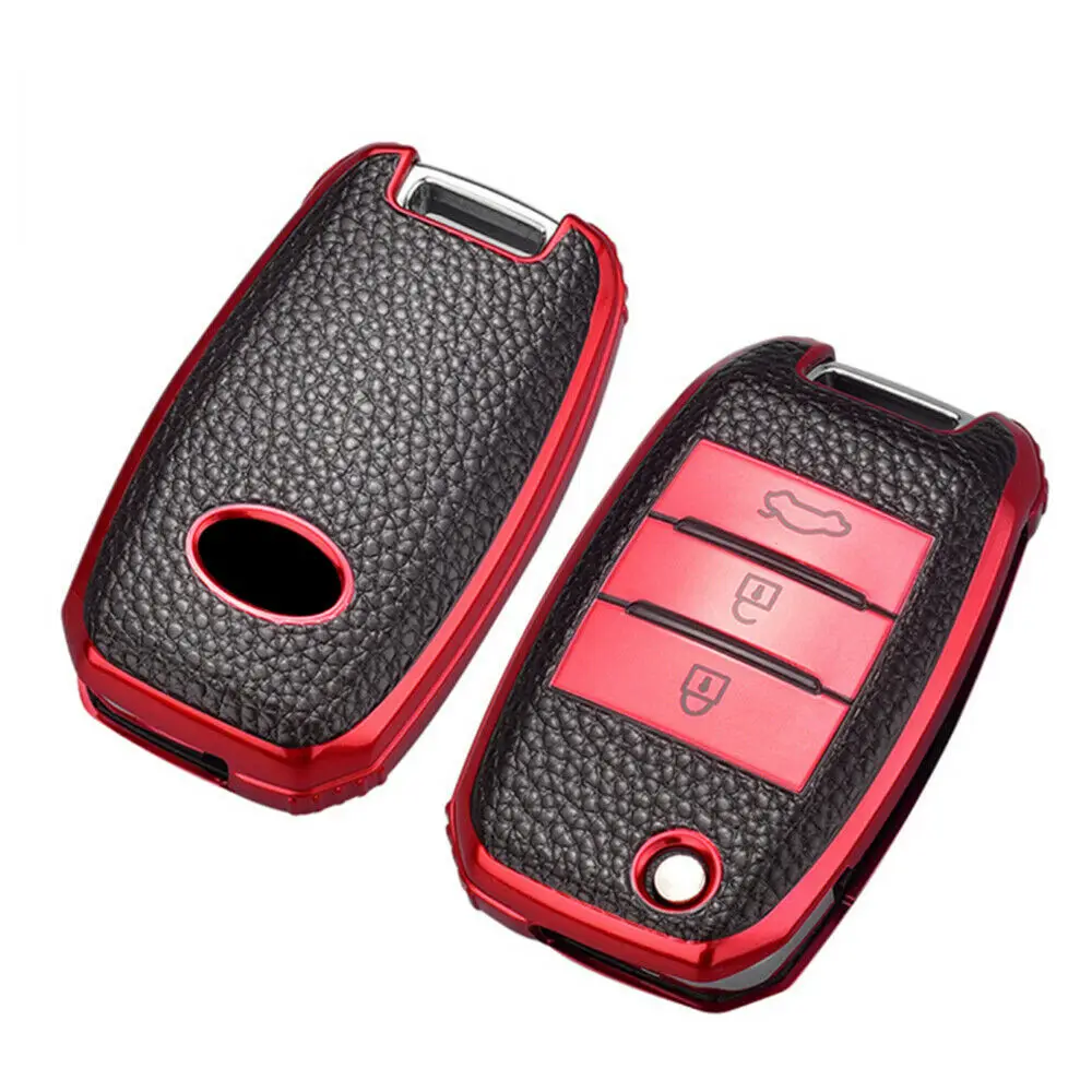 

Soft TPU Leather Grain Flip Car Key Fob Case Cover Holder for Kia Picanto Stonic Soul Rio Picanto Forte Cerato Sportage Sorento