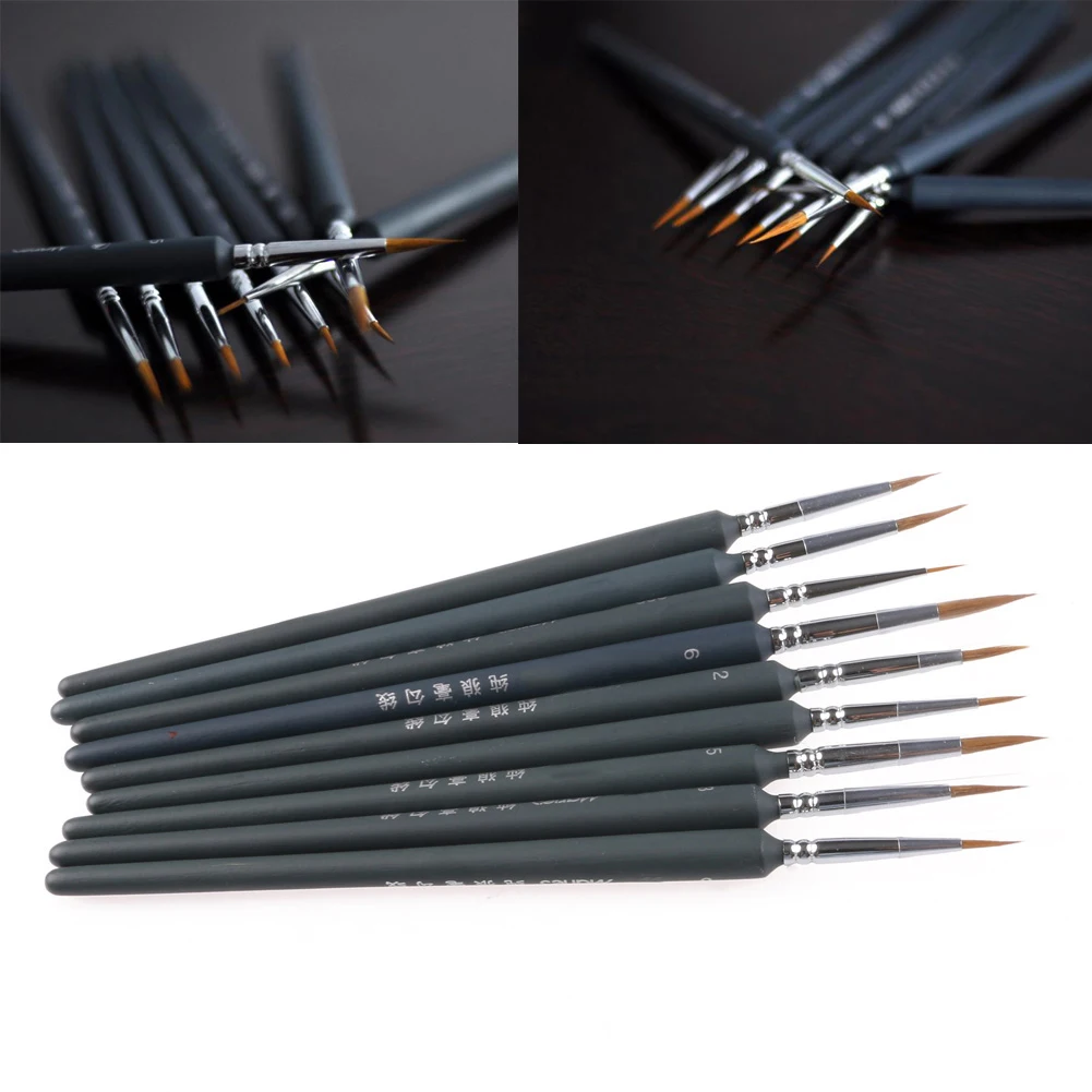 

9Pcs Brush Pen For Sketched Outline Lines Gouache Watercolor Paint Oil Painting