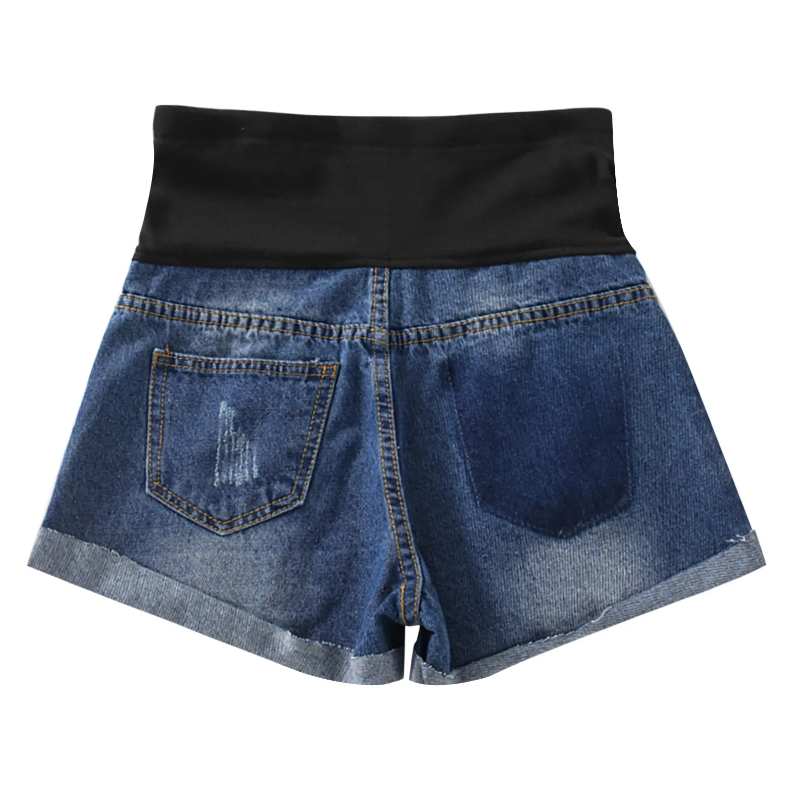 

TELOTUNY Pregnancy Stomach Lift Band Jeans Women's Casual Denim Shorts Comfortable Pregnant Pants Hole Short Jeans Maternity
