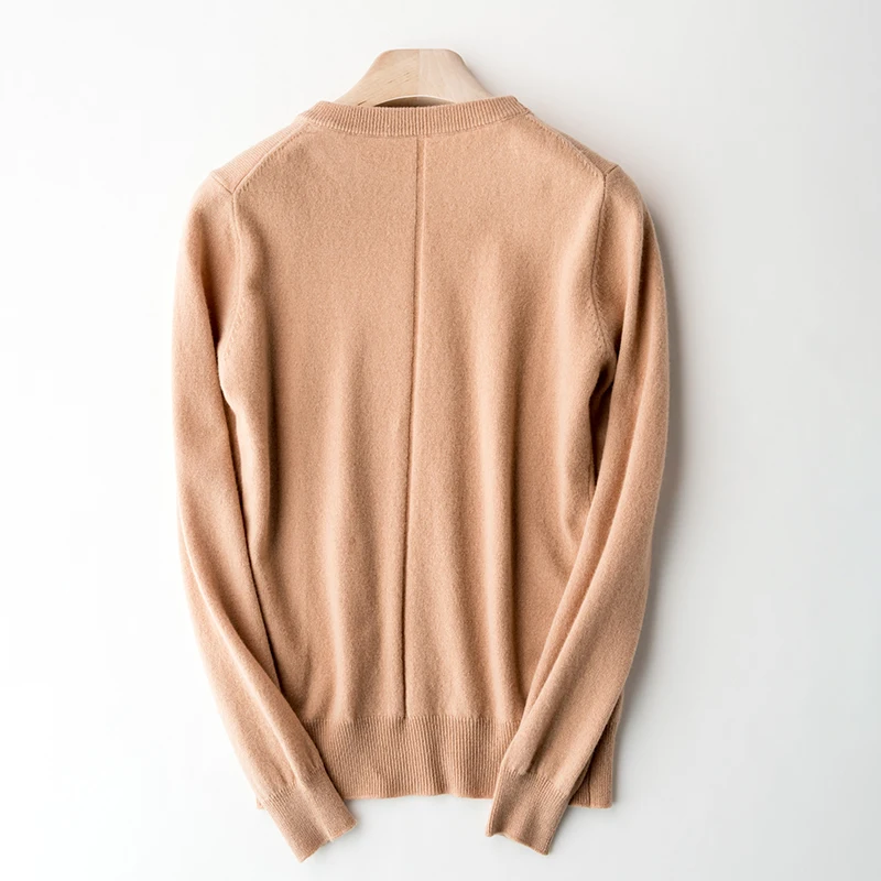 Свитер с круглым вырезом женский осенне-зимний новый однотонный Простой Модный