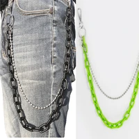 2019 punk hip hop pants chain street cool chic style men and womem acrylic trousers chain jewelry keychains fashion jewelry