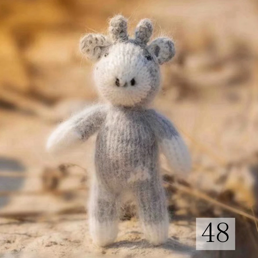 Juguetes De Toro de punto para reci&eacute;n nacido, accesorios de fotograf&iacute;a hechos a mano con patr&oacute;n de vaca, mu&ntilde;eco de peluche, Animal de regalo, accesorios de utiler&iacute;a para fotos de beb&eacute;-5