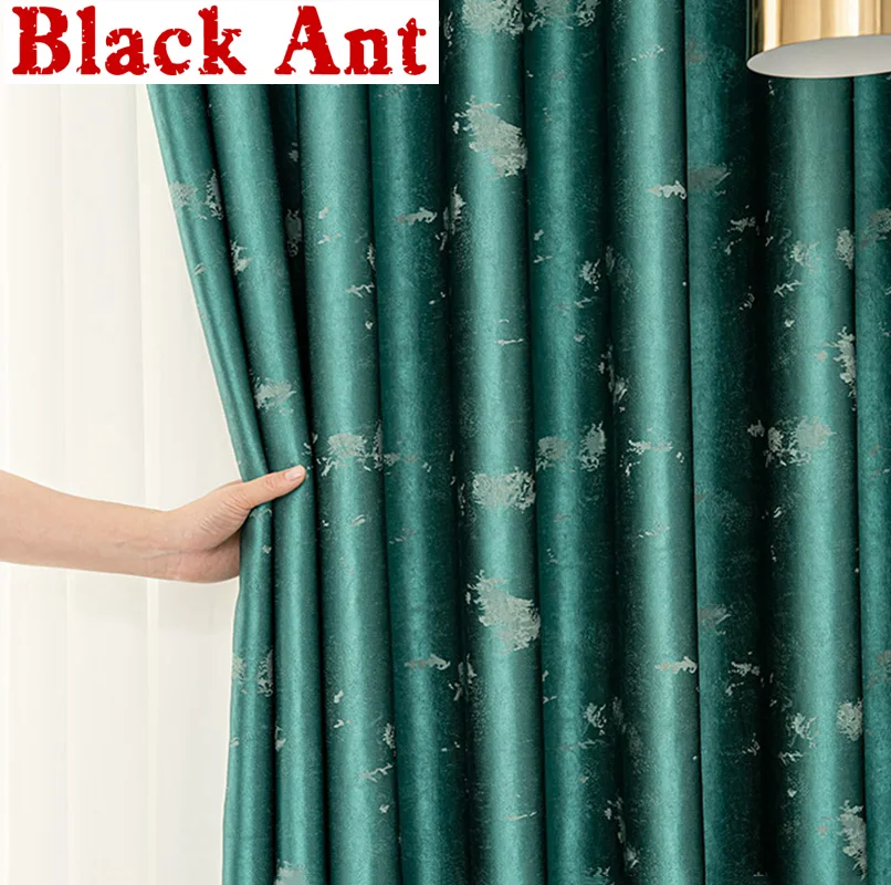 Павлинов синие жаккардовые портьеры Спальня Современные европейские светильник