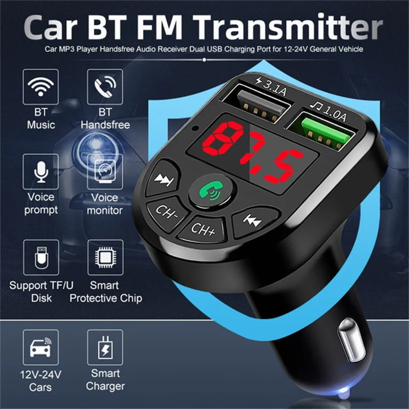 FM-трансмиттер автомобильный с поддержкой Bluetooth 5 0 и 2 USB-портами | Автомобили