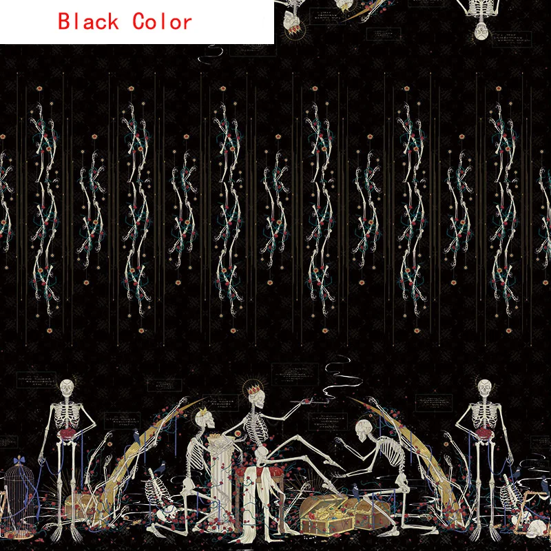 

Текстиль с принтом скелета сокровищ, ткань из полиэстера, лоскутный материал для шитья, «сделай сам», аксессуары для одежды, платья, 148*120 см