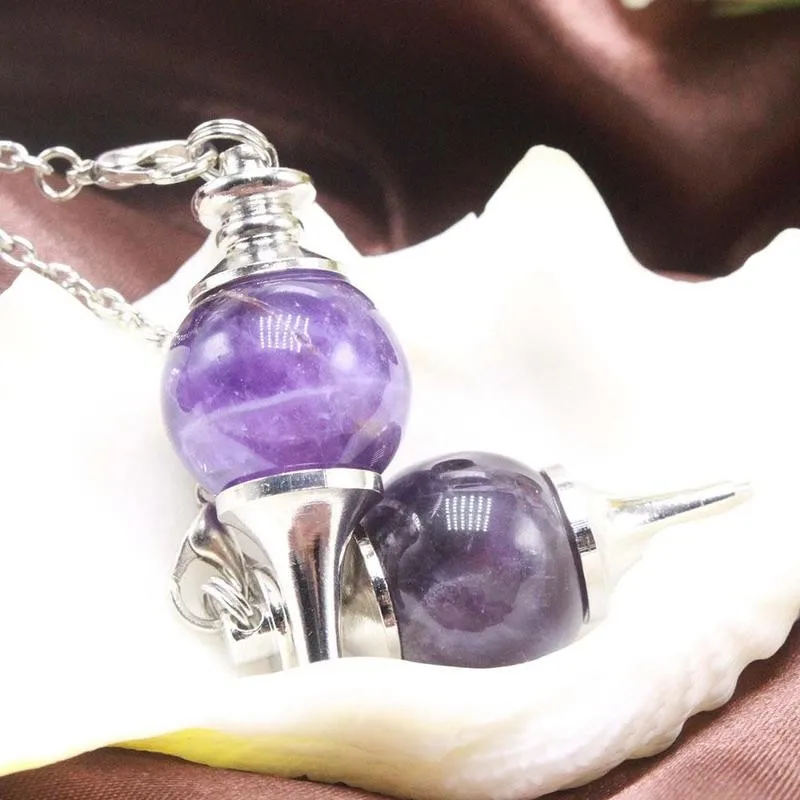 

Fortune-telling Pendulum For Dowsing Natural Stone Crystal Purple Agates Circular Cone Charm Crystal Pendant Pendule Divination