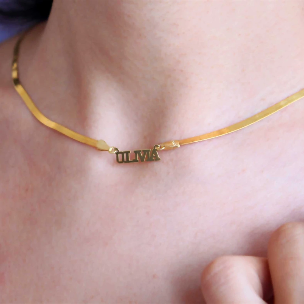 

Customized Name Necklace Personalized Stainless Steel Snake Chain Necklace for Women Birthday Gift