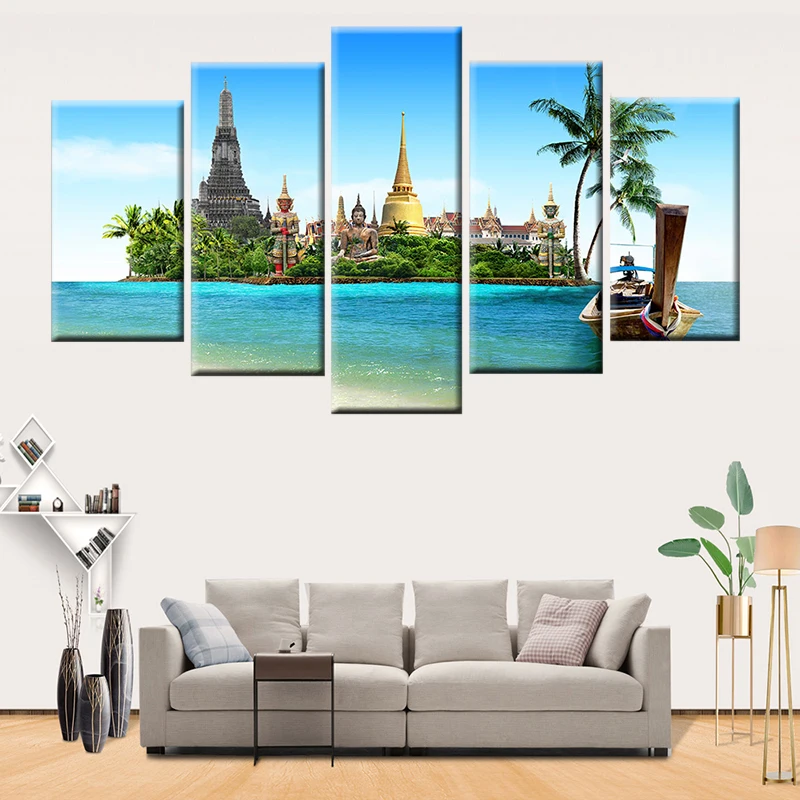 Модульный холст с HD-печатью 5 шт. картина тропическим островом настенное