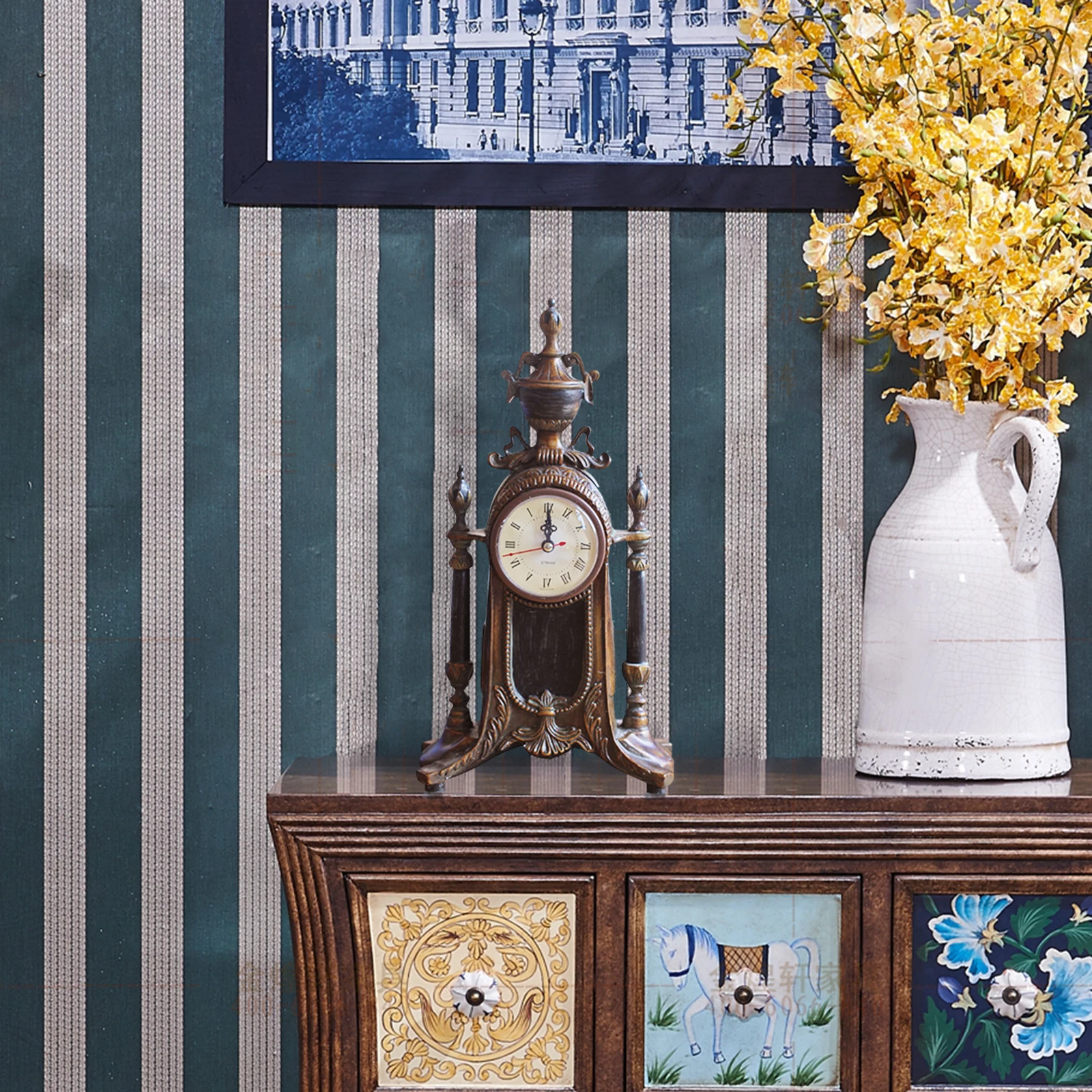 Настольные часы в Европейском стиле винтажные американские для гостиной камина