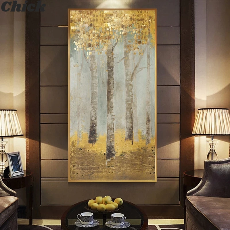 

Abstract Gold Coin Forest Canvas Painting Big Poster Print Fashion Golden Wall Art Picture Living Room Prints Room Decoration