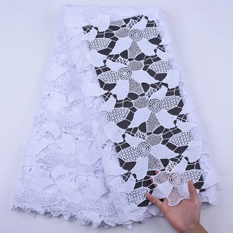 Новое поступление чистый белый Африканский шнур гипюр Водорастворимая