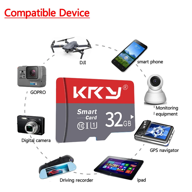 Карта памяти KRY, 32 ГБ, 16 ГБ, 8 ГБ, 128 ГБ, 64 ГБ, Microsd карта C10, Micro TF, SD карта, 8, 16, 32, 64, 128 ГБ, адаптер Cartao De Memoria Carte