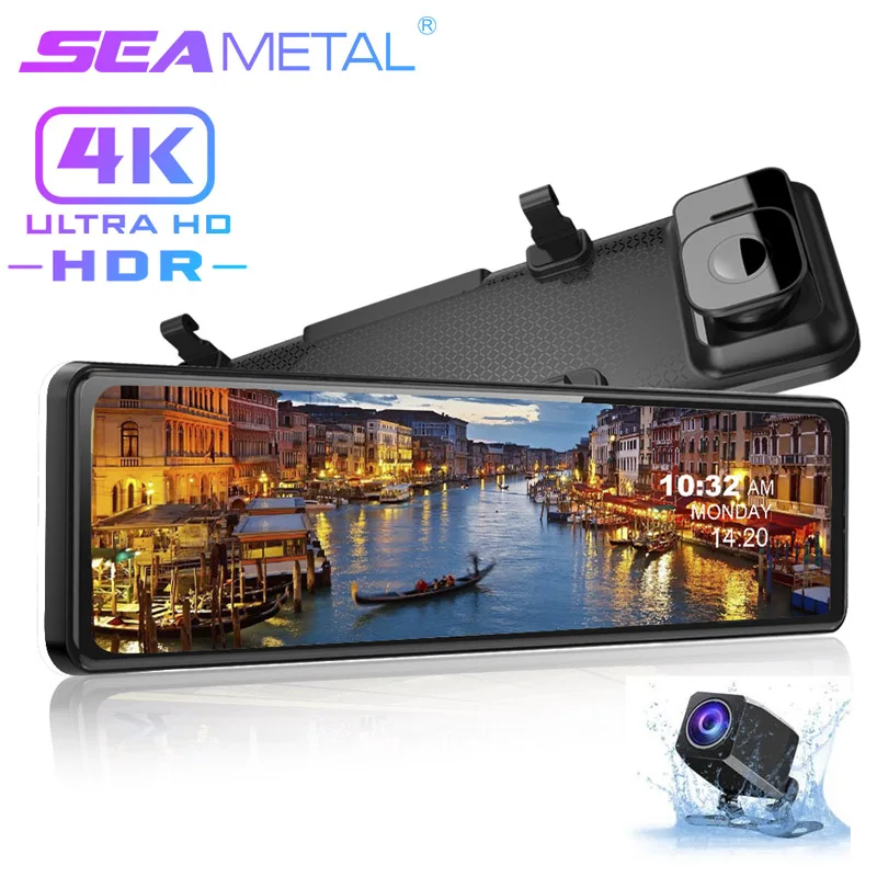 Видеорегистраторы для автомобилей UHD 4K Dash Cam Зеркало заднего вида Sony IMX415 G Сенсор 12