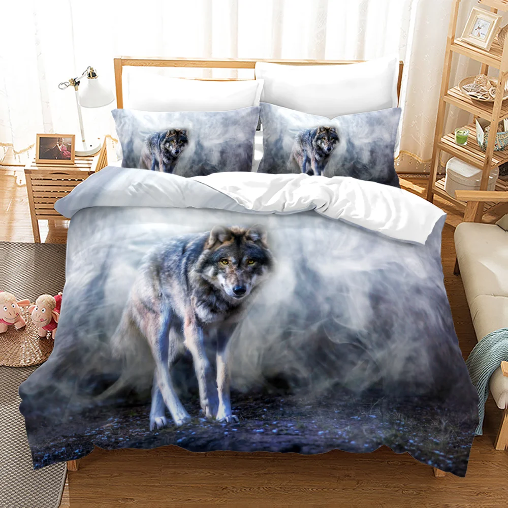 

Комплект постельного белья с принтом «волк», односпальный, двойной, полноразмерный, Королевский, большого размера, Комплект постельного бе...