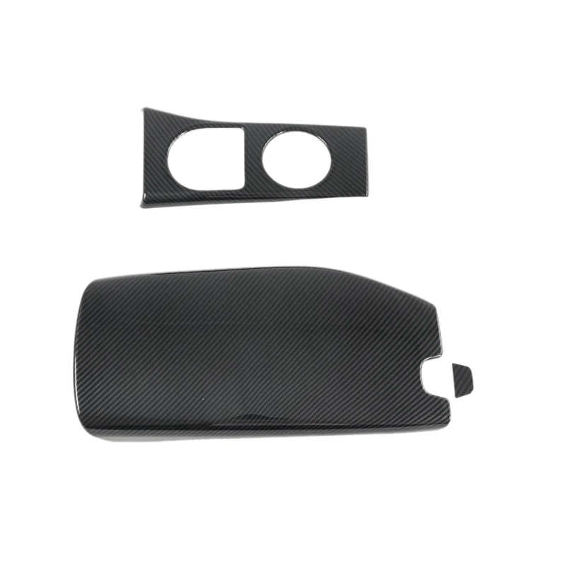 

Carbon Fiber Car Interior Decor Central Control Water Cup Holder & Armrest Box Cover Trim for Toyota Avalon 2019-2020