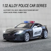 132 diecast alloy police car model jaguar f type black miniature metal vehicle gifts collection for children hot christmas toys