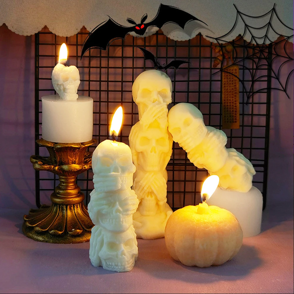 Силиконовая форма в виде черепа на Хэллоуин сделай сам для свечей шоколада