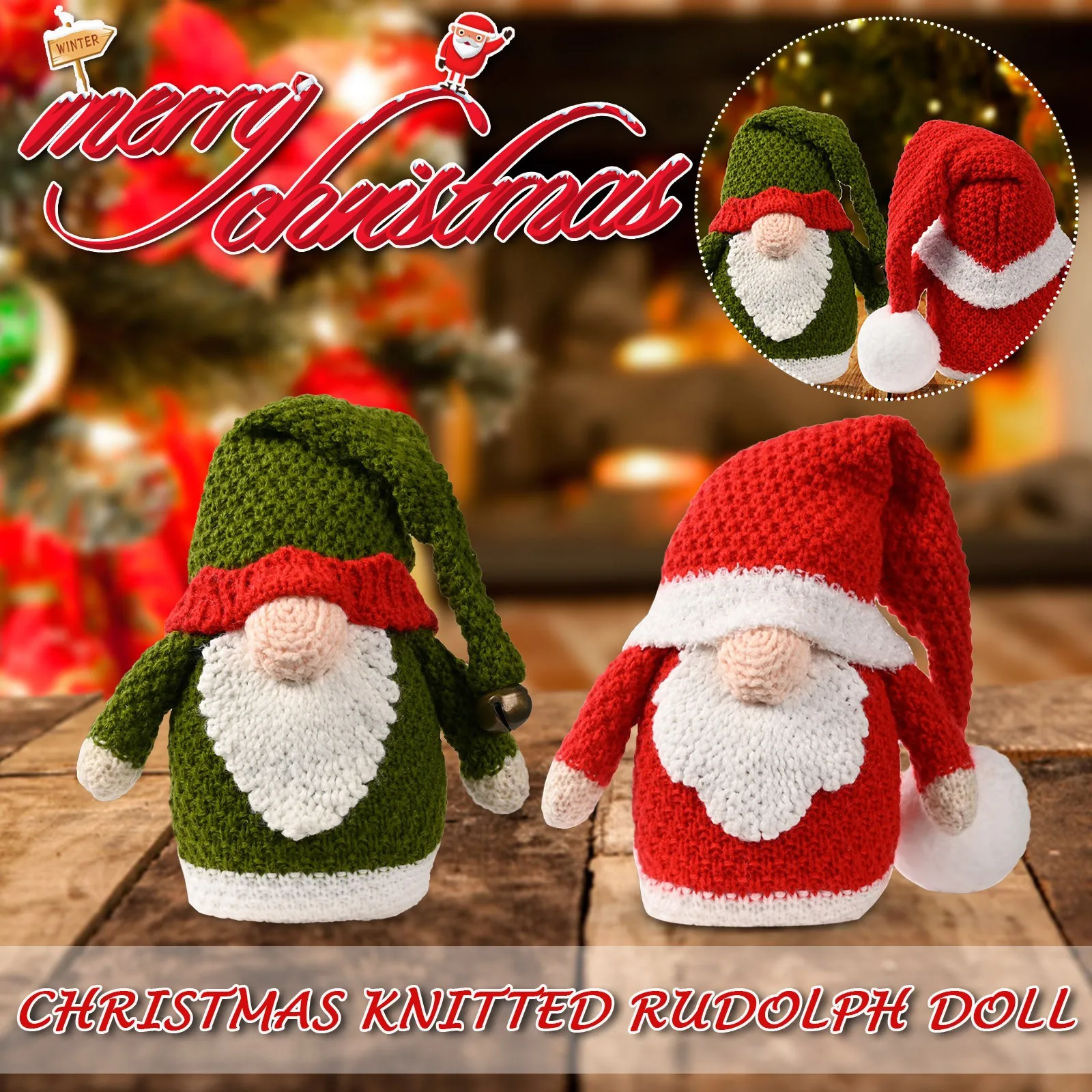 

Christmas Faceless Doll Decoration Plush Knitted Forest Elder Ornaments Rudolph Xmas Ornament Decor Home Party Supplies 2021