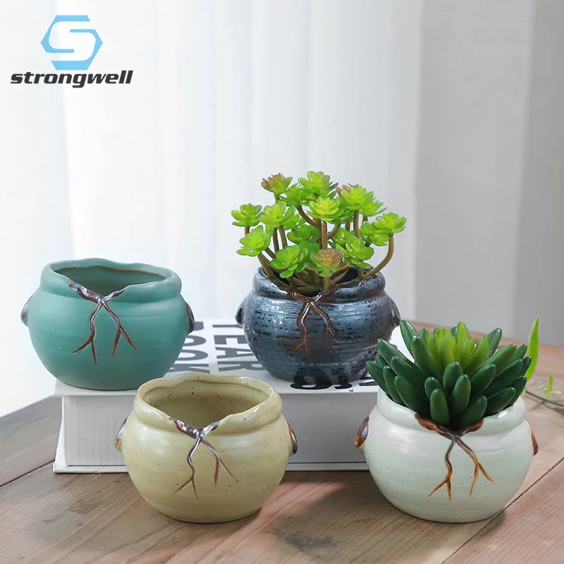 Strongwell Миниатюрные керамические горшки для цветов в форме растений Aninmal цветочный