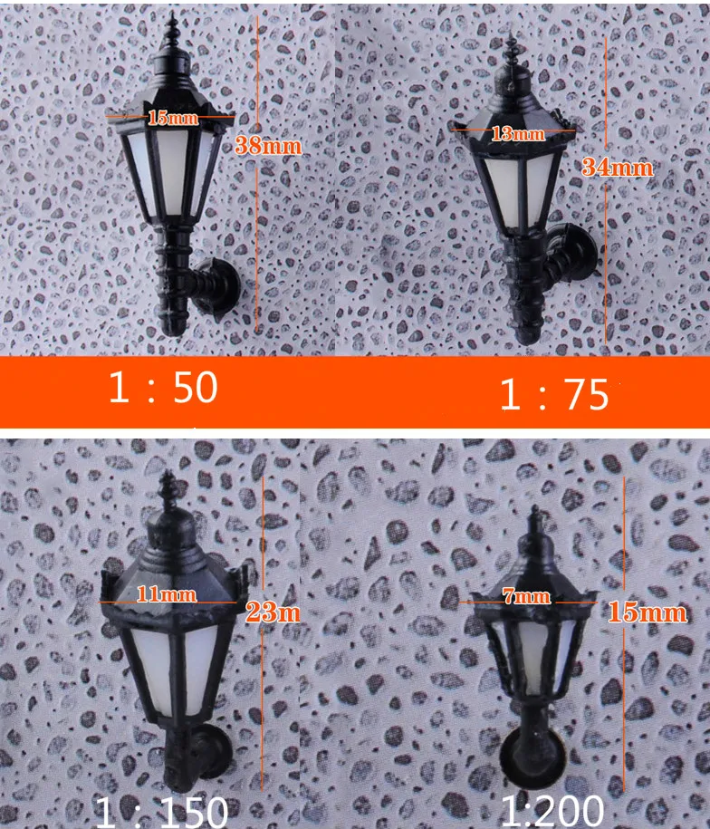 

10 pcs HO Scale 1:50 Model Lamppost 3V Bulbs Wall Light Lamps