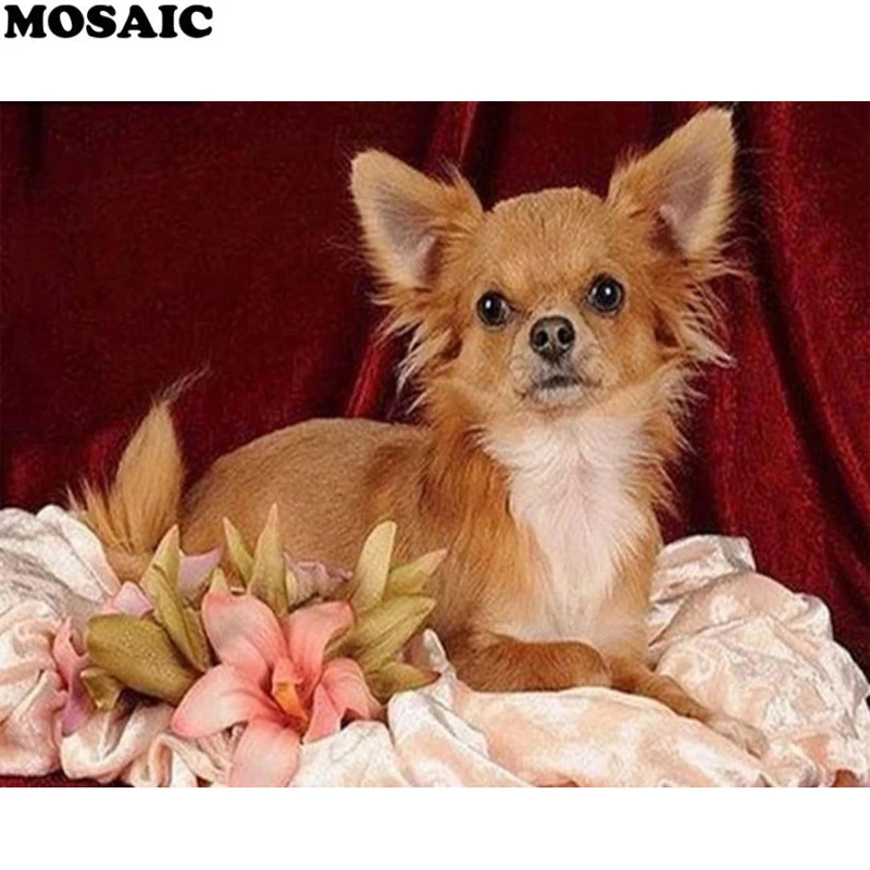 DIY круглые бриллиантовый рисунок Рождество Собака Животное украшение дома