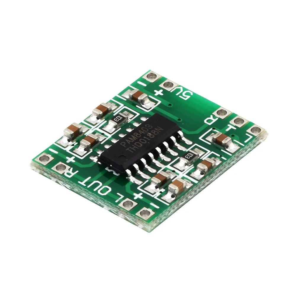 

Green PAM8403 Super Mini Digital Amplifier Board 2 * 3W Class D Digital 2.5V To 5V Power Amplifier Board Efficient hot new
