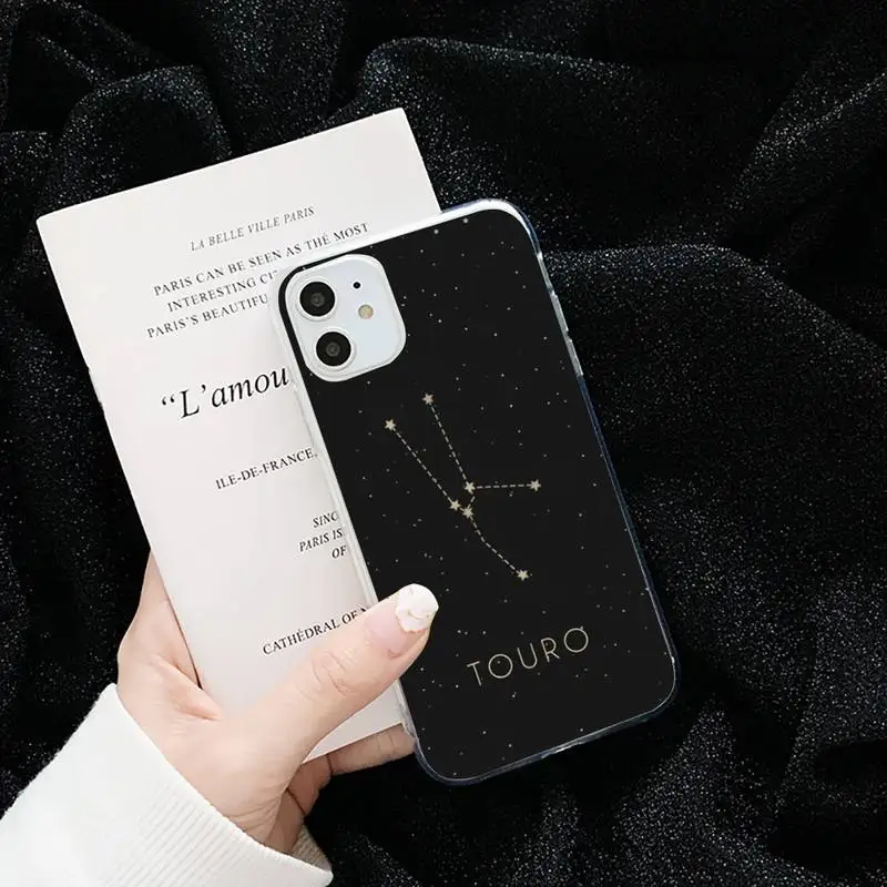 

12 constellations zodiac signs Phone Case Transparent for iPhone 6 7 8 11 12 s mini pro X XS XR MAX Plus cover funda shell