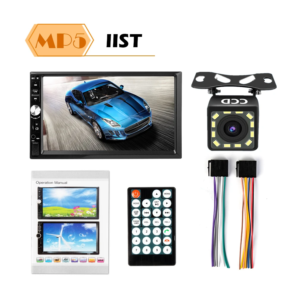 With 12 LED Camera 2 Din общие автомагнитолы 7 ''ЖК сенсорный экран Поддержка камеры заднего вида Bluetooth Автомагнитола автомобильный аудио автомобильный мультимедийный плеер - Цвет: With 12 LED Camera