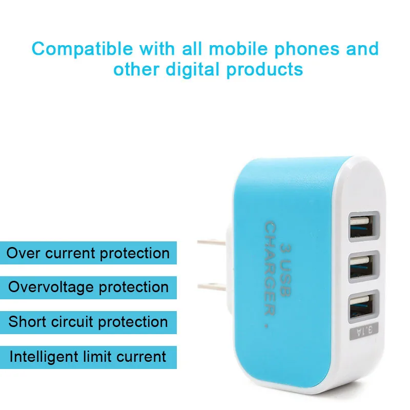 Новинка 3 порта 1 А тройной USB-порт настенное бытовое дорожное зарядное устройство