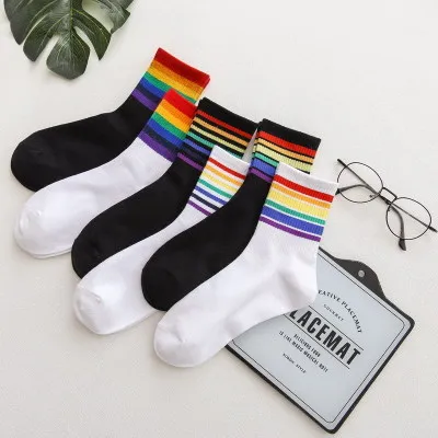 Носки мужские осенне-зимние новые хлопковые 200 иголок радужные женские носки для