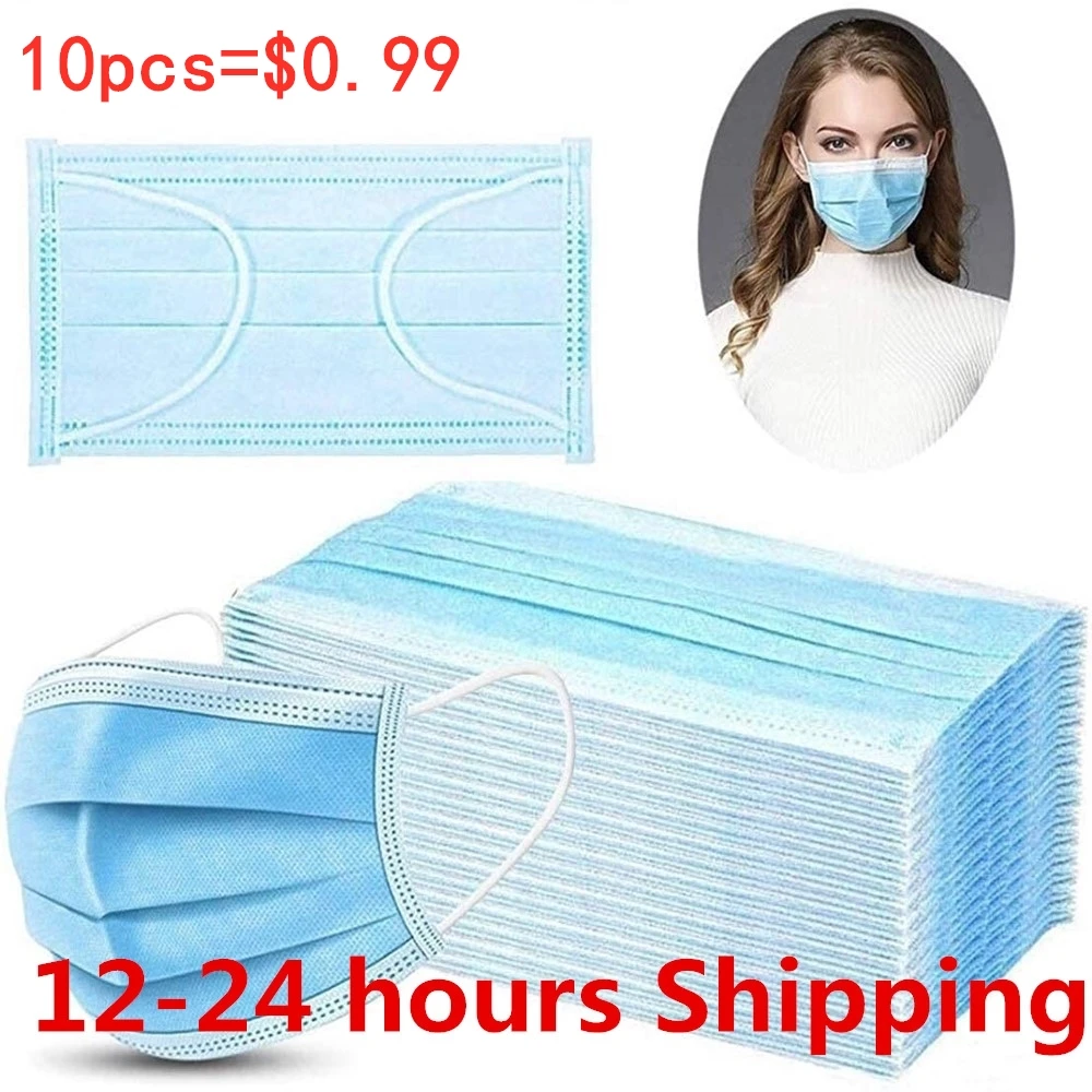 

Mouth Mask Disposable Earloops 3 Layer Ply Non woveFilter Mask Mouth/Face Mask Breathable Masks