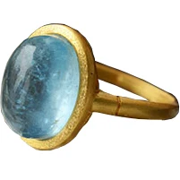 

Stone of Courage and Blessing Natural Aquamarine [S925 Sterling Silver] Gold Plated Crystal Stone Ring Adjustable