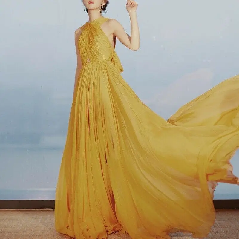 Женское шифоновое длинное платье с открытыми плечами|Женские платья| |