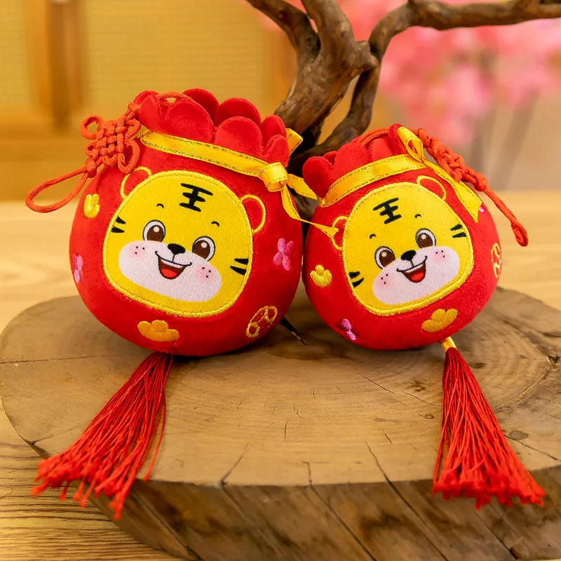 

2022 год Тигра талисманы животные плюшевые куклы красный кукла Тигр ежегодный подарок новый год Зодиак плюшевый тигр подвесная подвеска