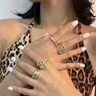 Набор женских колец с цепочкой, 5 шт., металлические кольца золотого цвета, геометрические, в стиле панк, хип-хоп, кольца в виде змейки
