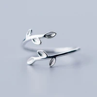 simple tree leaf ring silver plated opening adjustable ring summer elegant girls daily leisure party jewelry anniversary gift