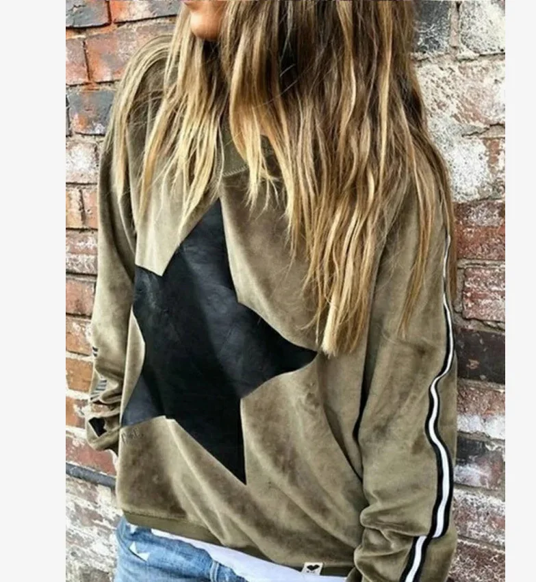 

2021 new women's hot style star print loose round neck long sleeve women's fashion hot sale sweater