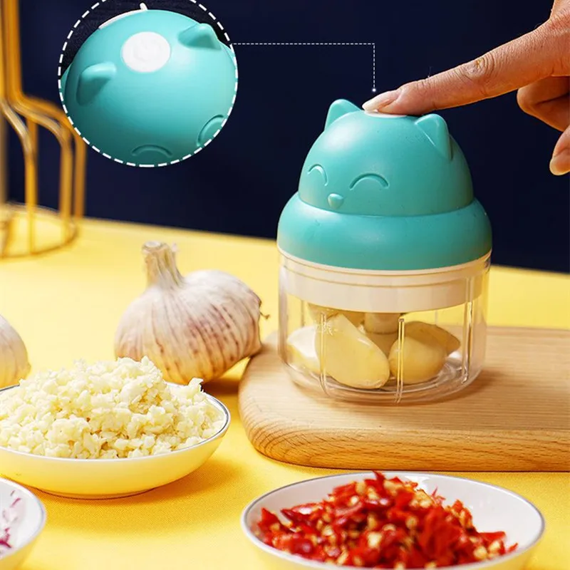 

100/250ml Electric Garlic Press Masher Vegetable Chili Puree Meat Garlic Chopper Press USB Masher Machine Kitchen Accessories