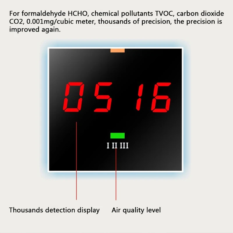 

CO2 HCHO TVOC AQI Detector Household Air Quality Monitor Carbon Dioxide Formaldehyde Analyzer Rechargeable Portable
