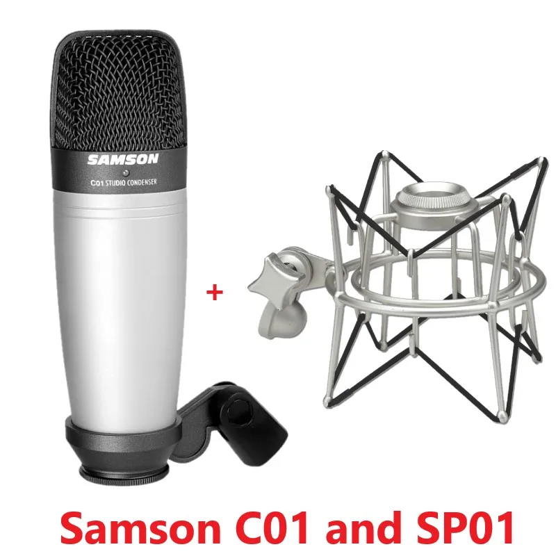 Конденсаторный микрофон SAMSON C01 и ударное крепление SP01 для записи вокала барабана