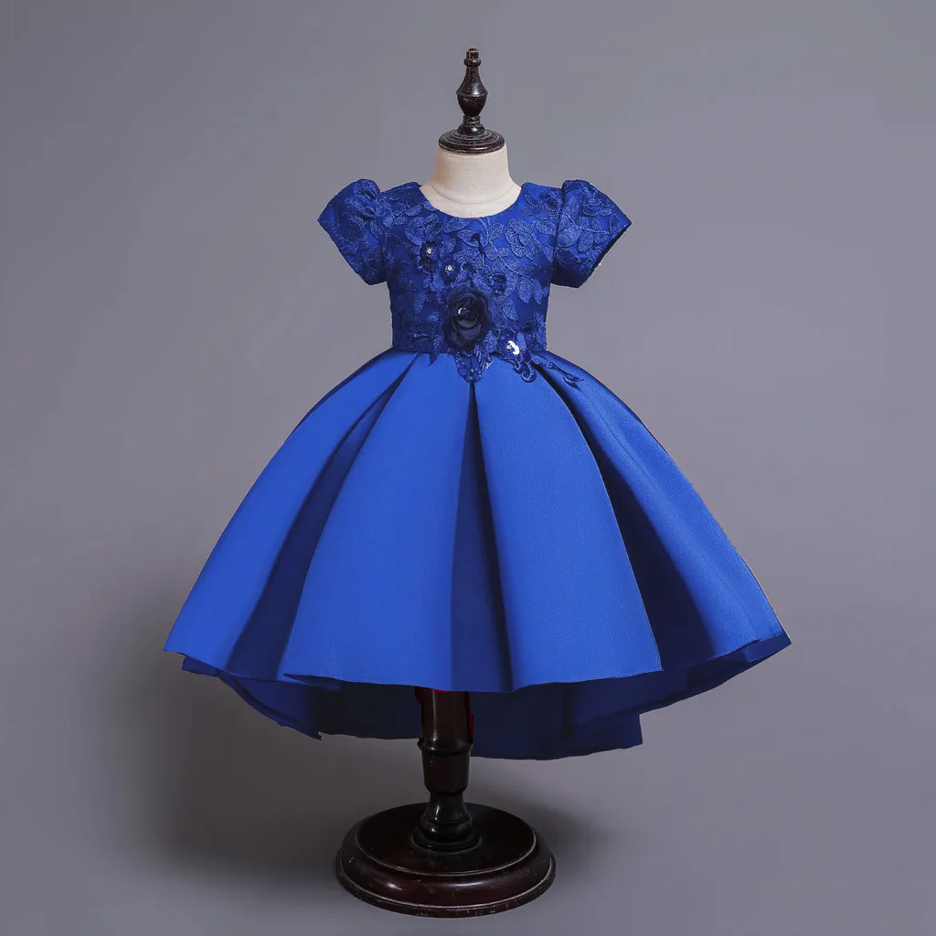 Floral Kids Girls Princess Bridesmaid Pageant Gown Birthday Party Wedding Dress Leisure Short Sleeve Round Neck | Детская одежда и