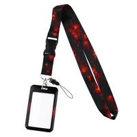 fd0842 red starry night lanyard id card cover badge holder pendant usb keychain ribbons cord lariat phone strap accessories