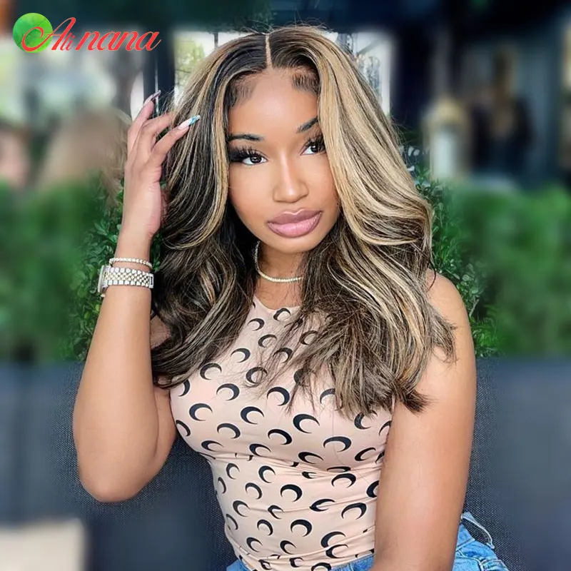 Перуанские прямые парики блонд цвет 2/27 человеческие волосы волнистые 13x4