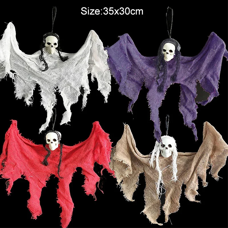 halloween hanging skull head ghost haunted house escape horror props ornament halloween party decorations for home terror scary free global shipping