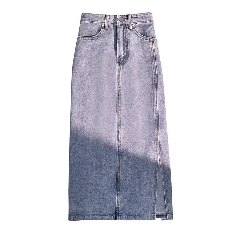 

Y2k Fashion Women's Long Denim Skirt Spring Summer School Girl Casua Side Split A-line Pencil Skirts For Women Jeans Skirts