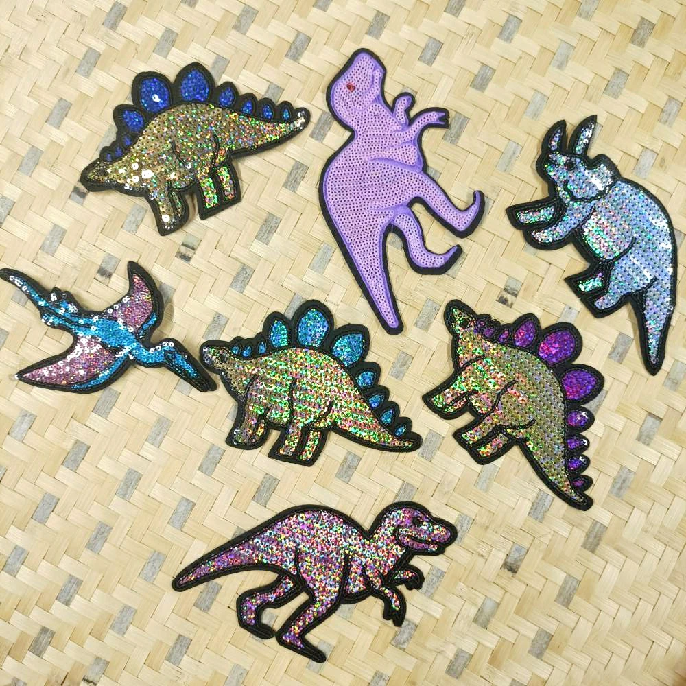 

Apparel sequin embroidery dinosaur animal cartoon patches for clothing AM-3
