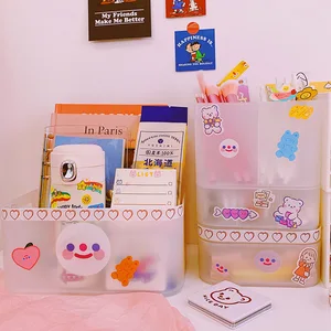 Многофункциональный настольный органайзер Sharkbang со смайликом, футляр для хранения, чехол с бесплатными наклейками, офисные аксессуары, канцелярские принадлежности