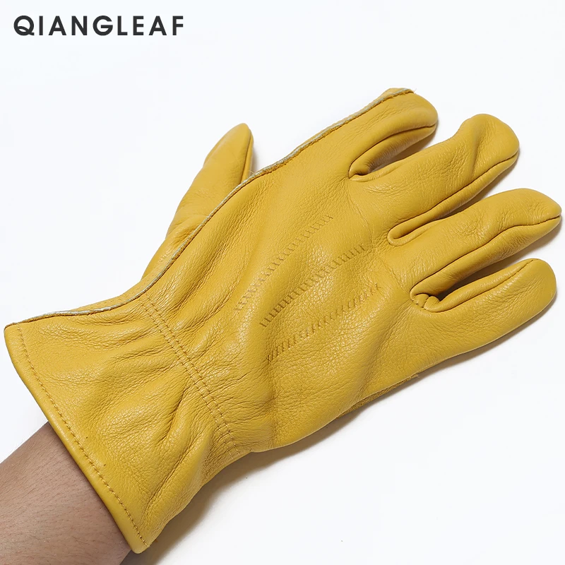 QIANGLEAF брендовые новые мужские рабочие перчатки из воловьей кожи, защитная одежда для мужчин, защитные зимние рабочие сварочные перчатки 3ZG